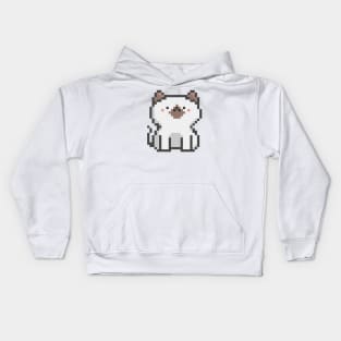 Pixel Quiet White Brown Diamond Cat 48 Kids Hoodie